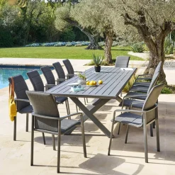 Table de jardin extensible AXIOME Ardoise granitée