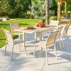 Table de jardin extensible carréee PIAZZA Epeautre / Argile
