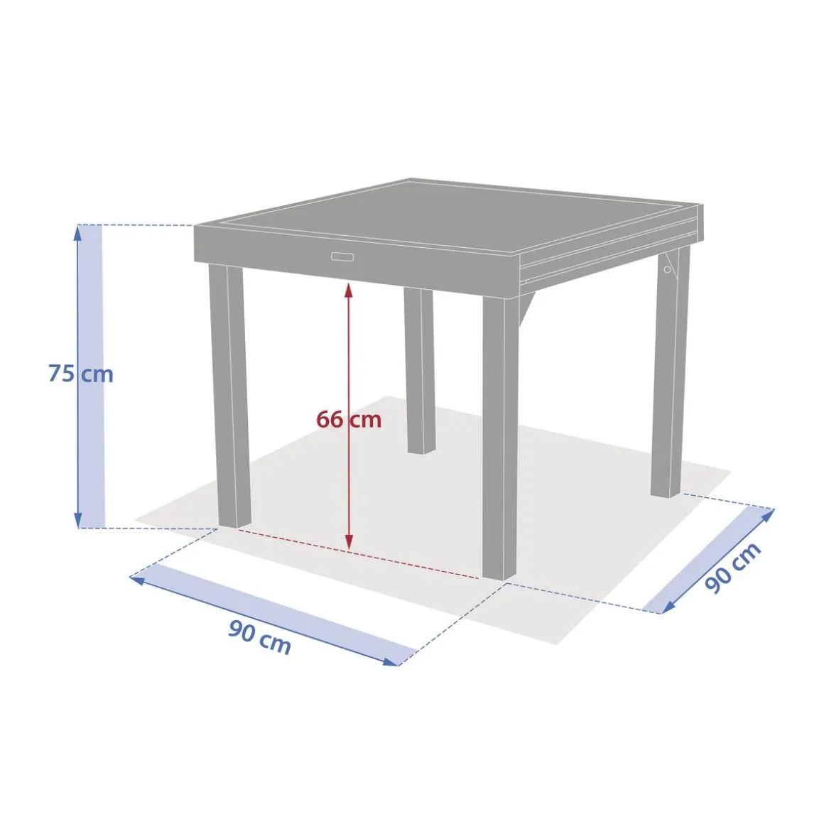 Table de jardin extensible carréee PIAZZA Epeautre / Argile