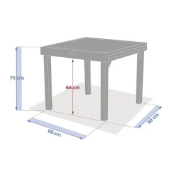 Table de jardin extensible carréee PIAZZA Epeautre / Argile