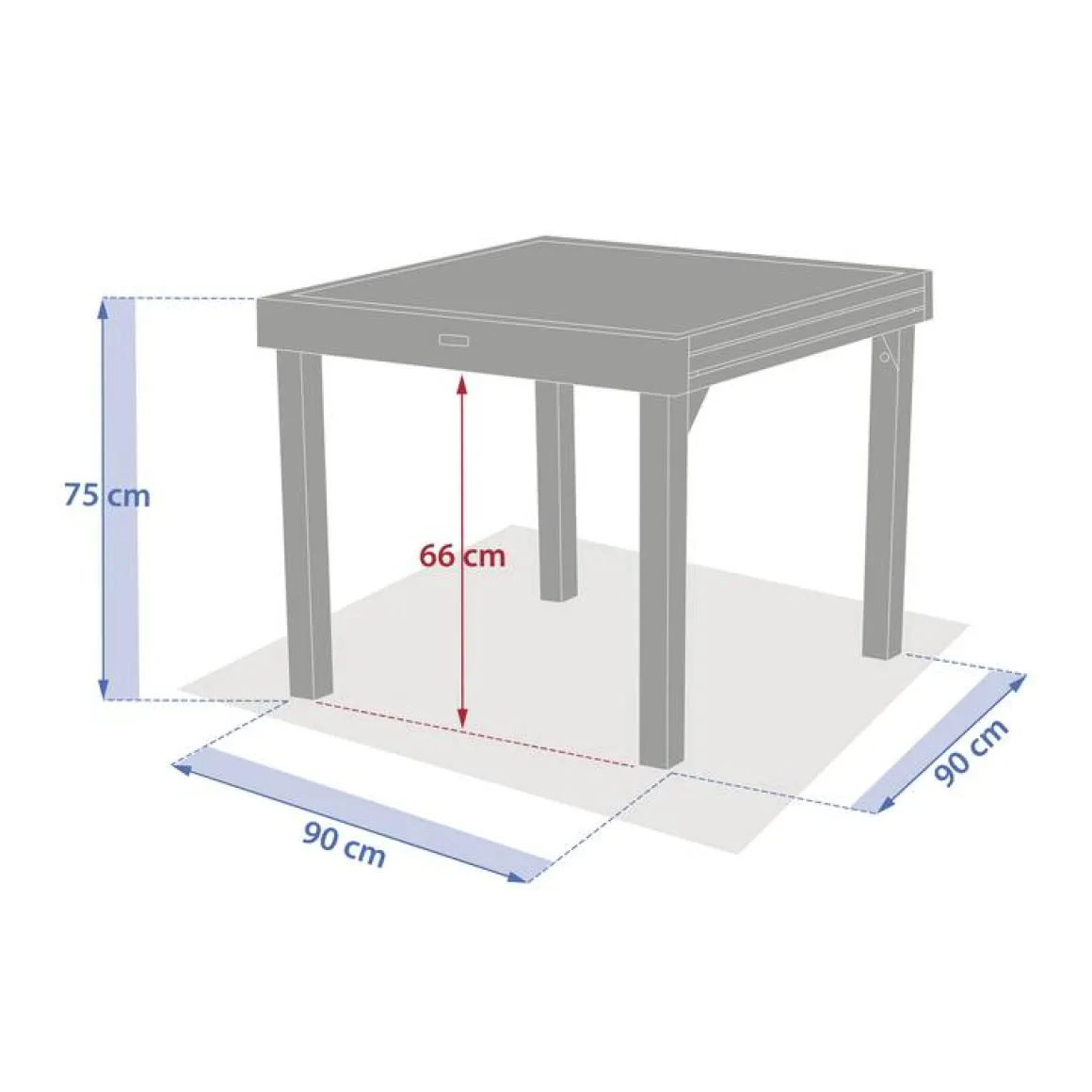 Table de jardin extensible carréee PIAZZA Epeautre / Argile