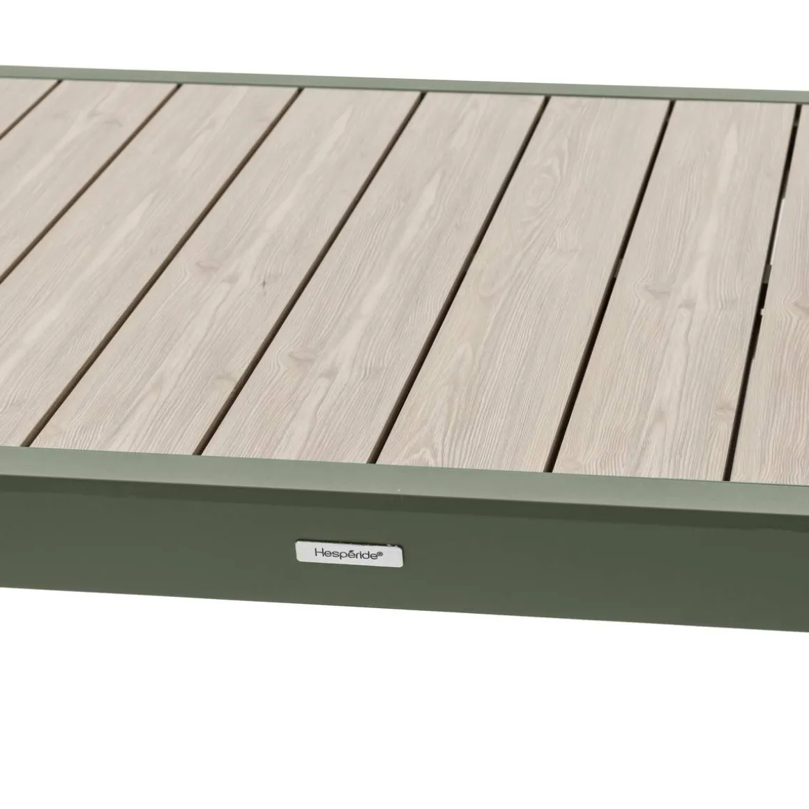 Table de jardin extensible coulissante ÉVASION Effet bois Lin & Vert laurier