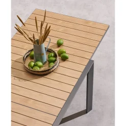 Table de jardin extensible coulissante ÉVASION Effet bois Honey & Graphite