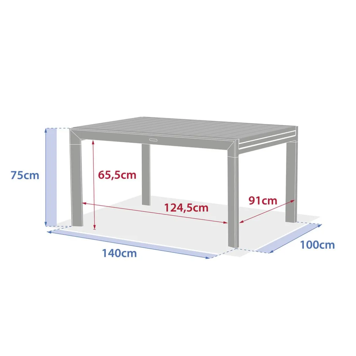 Table de jardin extensible coulissante ÉVASION Effet bois Honey & Graphite