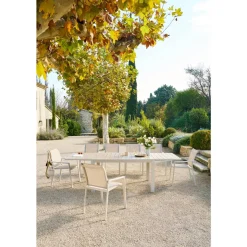 Table de jardin extensible coulissante ÉVASION Effet bois Lin & Argile