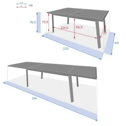 Table de jardin extensible PAVANE Graphite & Pécan