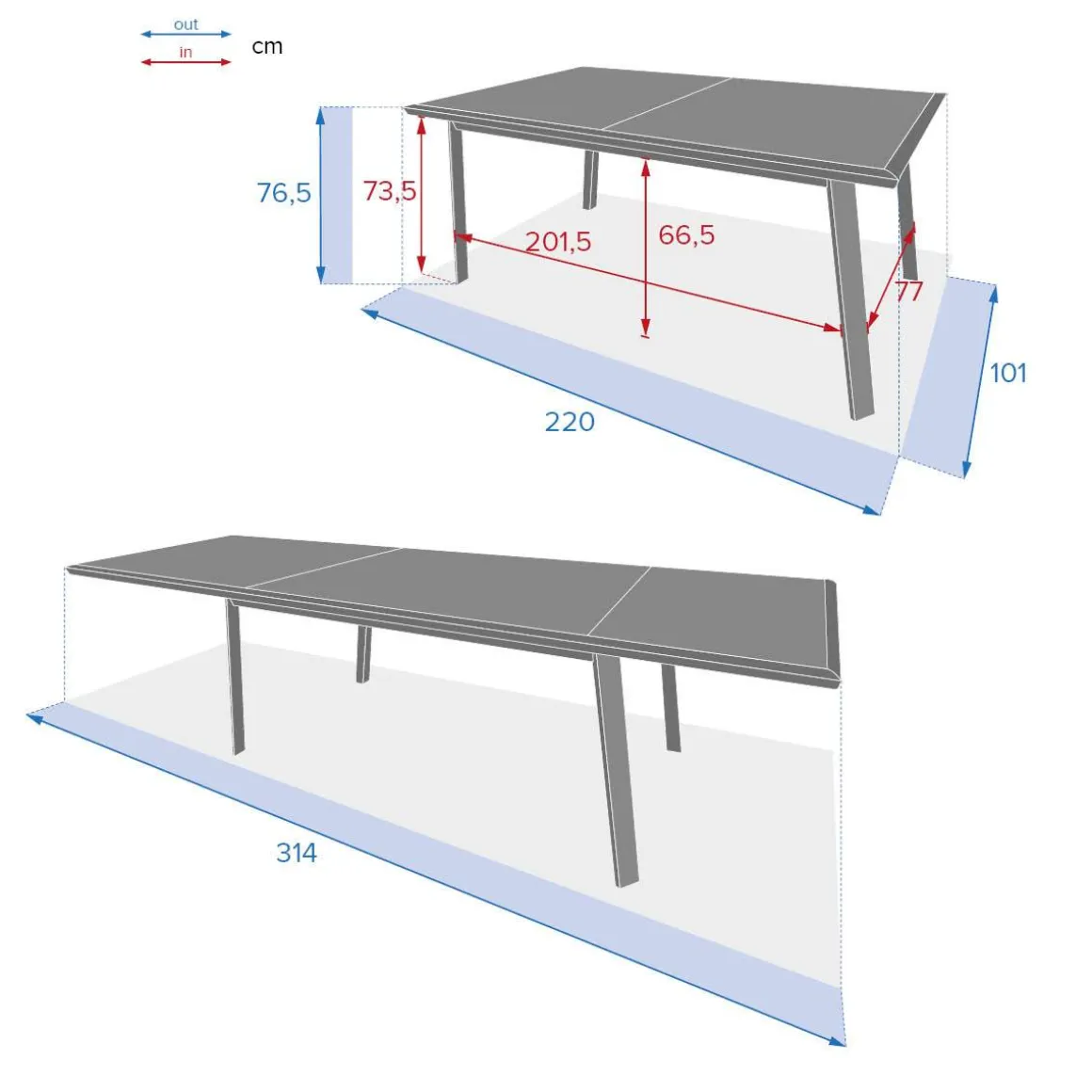 Table de jardin extensible PAVANE Graphite & Pécan