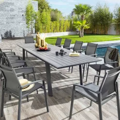 Table de jardin extensible PAVANE Graphite