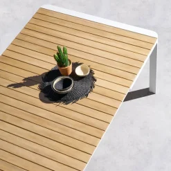 Table de jardin extensible PARADIZE Acacia & Blanc