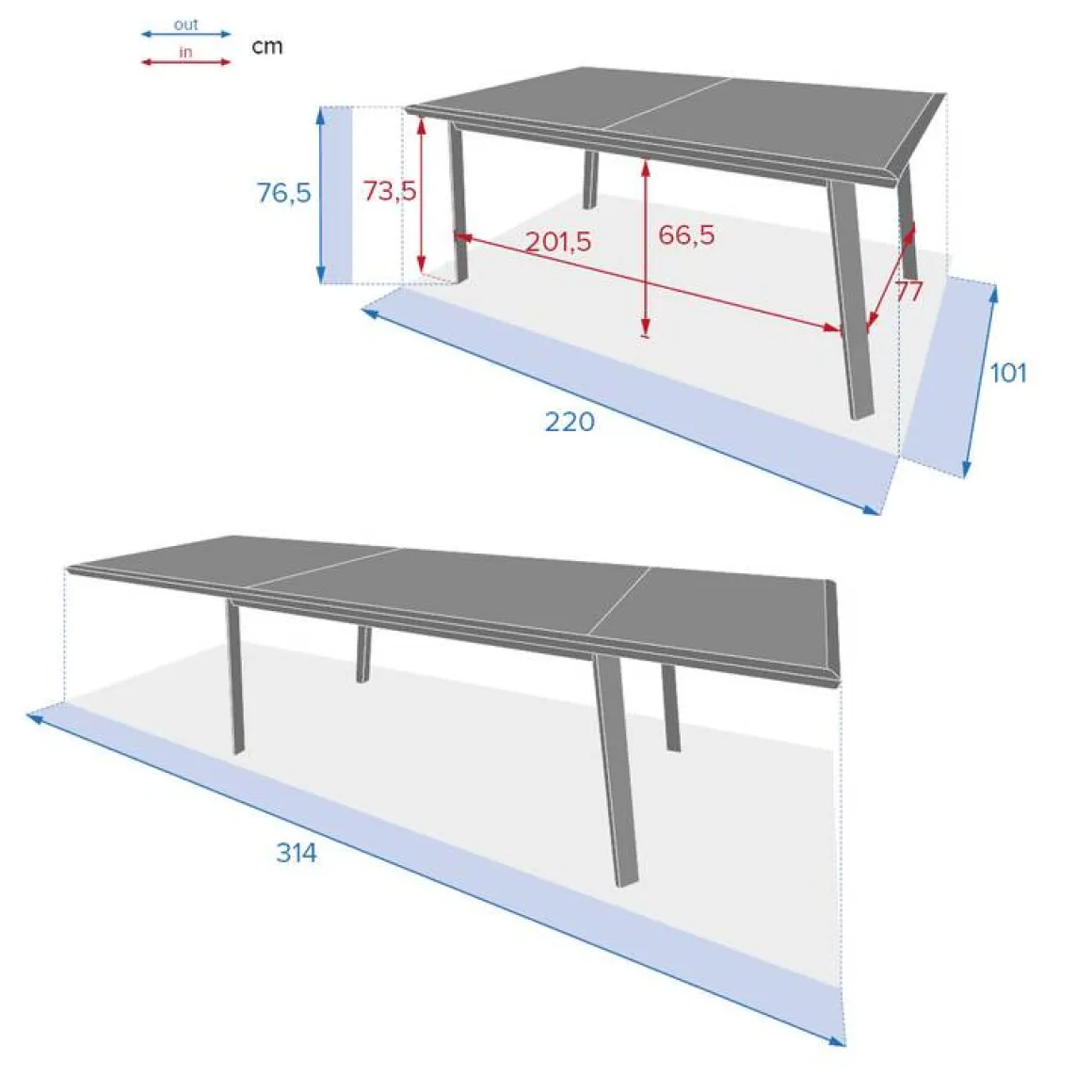 Table de jardin extensible PAVANE Seigle & Praline