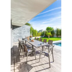 Table de jardin extensible PAVANE Seigle & Praline
