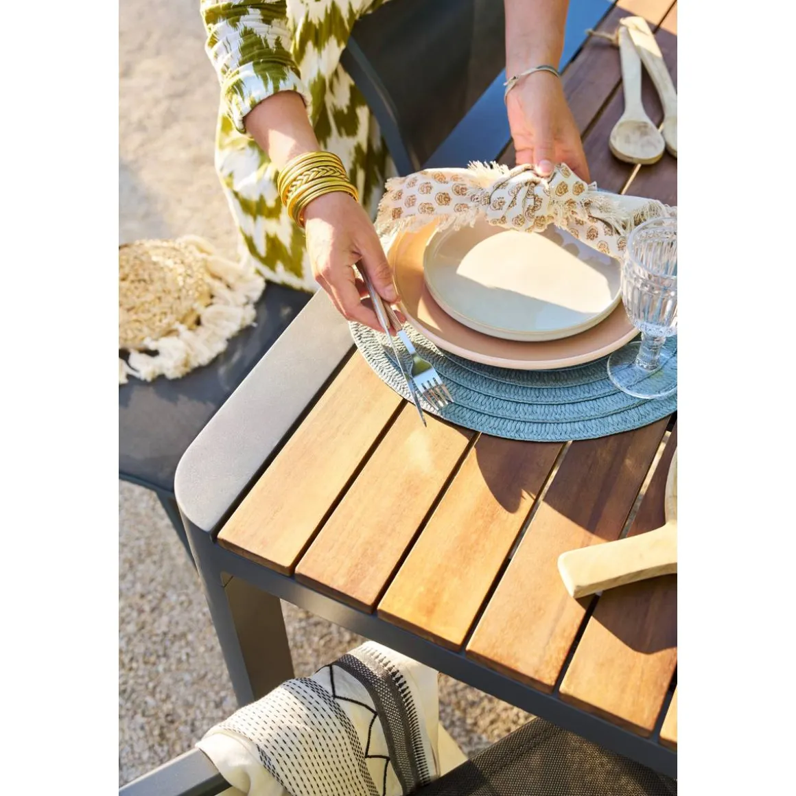 Table de jardin extensible PARADIZE Effet Noyer & Graphite