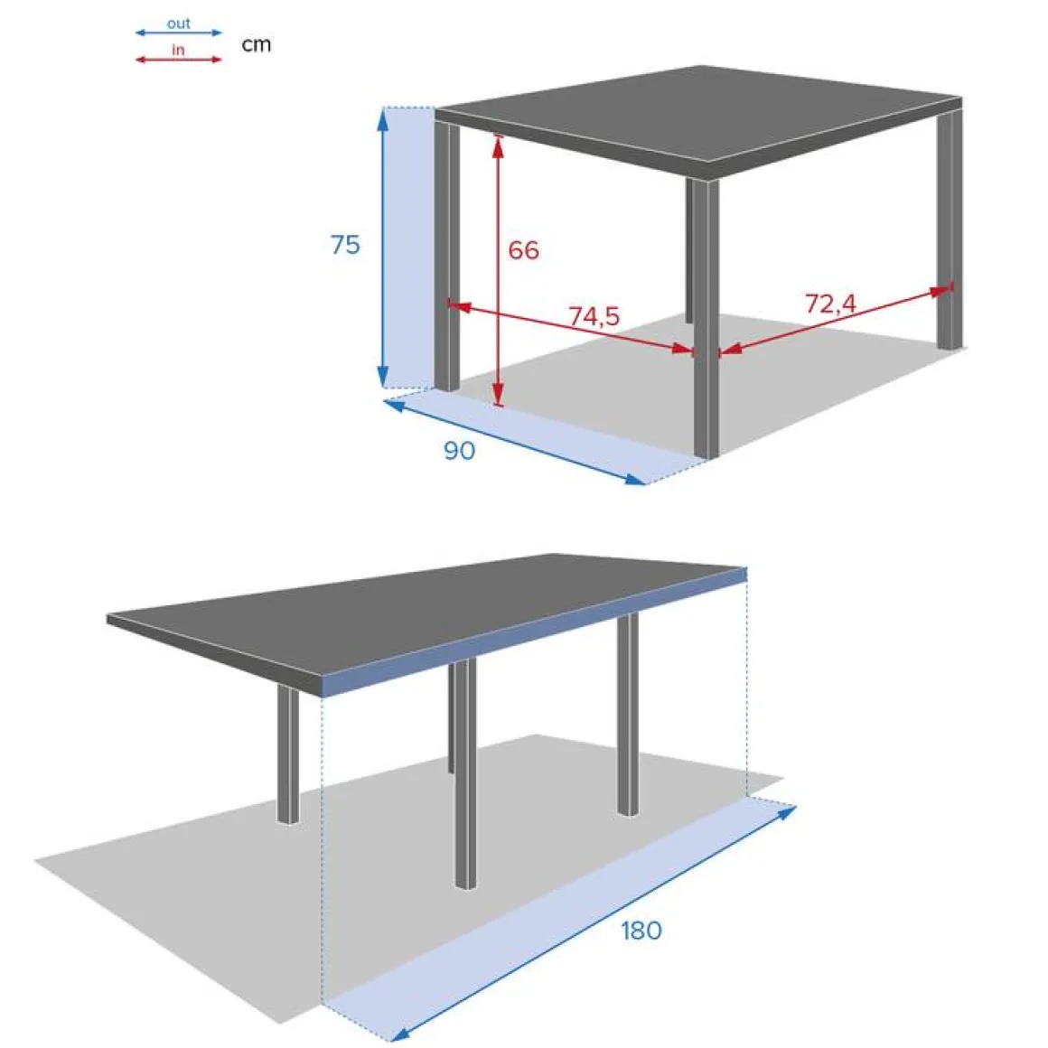 Table de jardin extensible PIAZZA Graphite