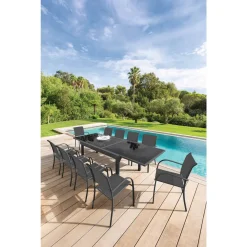 Table de jardin extensible PIAZZA Graphite