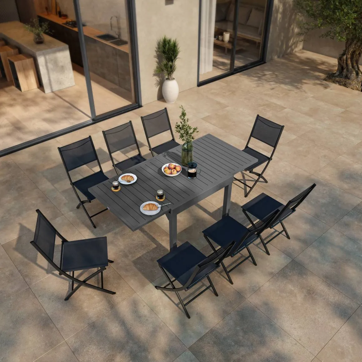 Table de jardin extensible PIAZZA Graphite