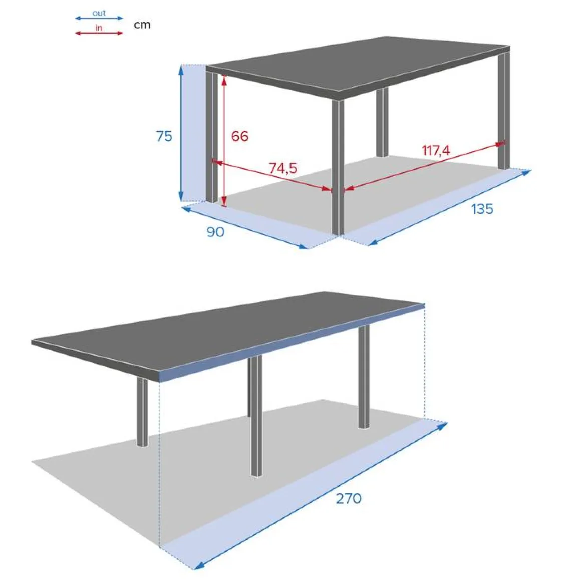 Table de jardin extensible PIAZZA Argile
