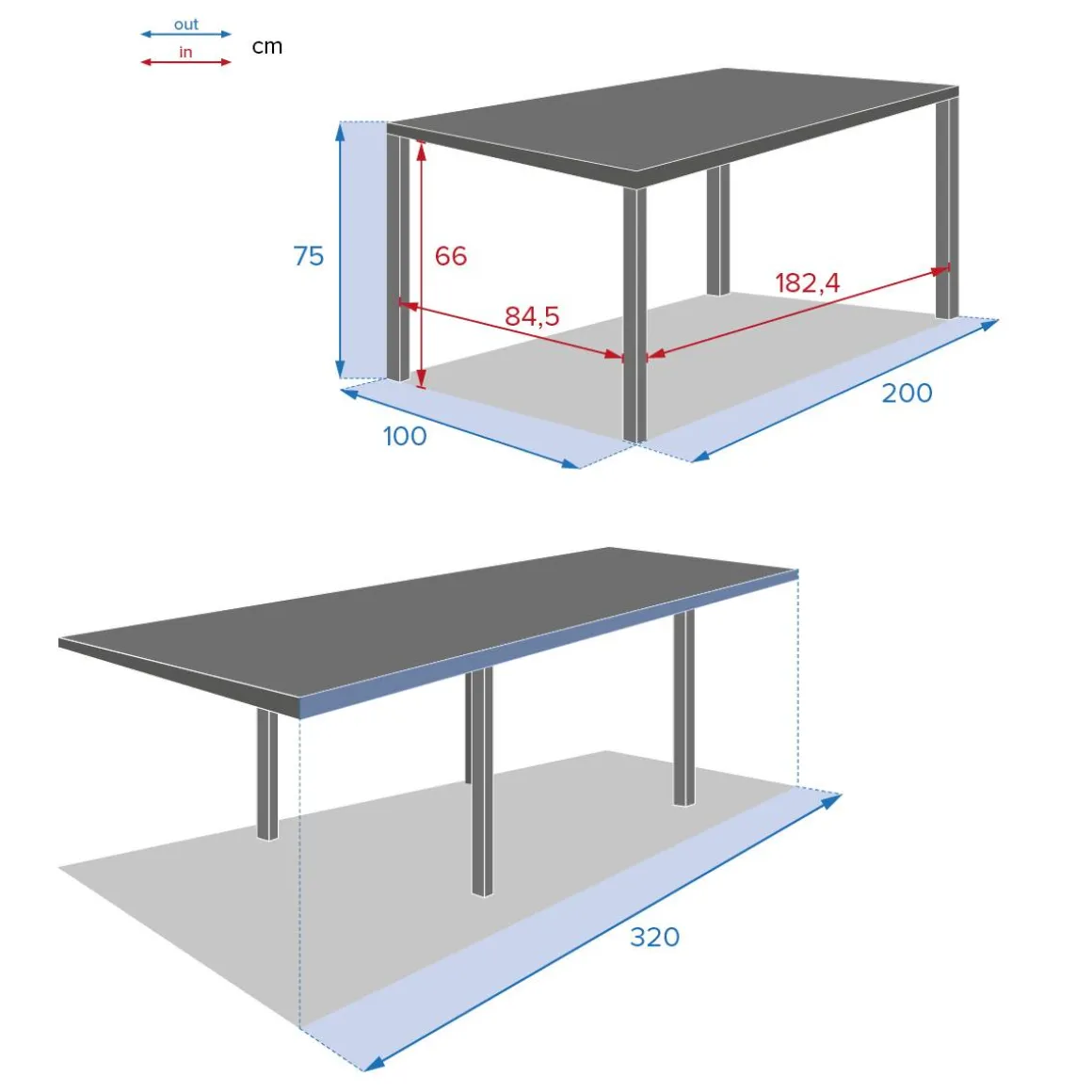 Table de jardin extensible PIAZZA Graphite