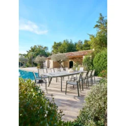 Table de jardin extensible PULPY Vert laurier & Gris granite