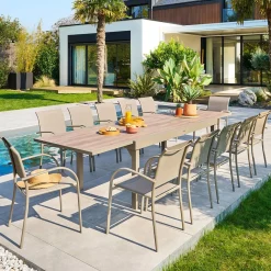 Table de jardin extensible rectangulaire PIAZZA Truffe / Café