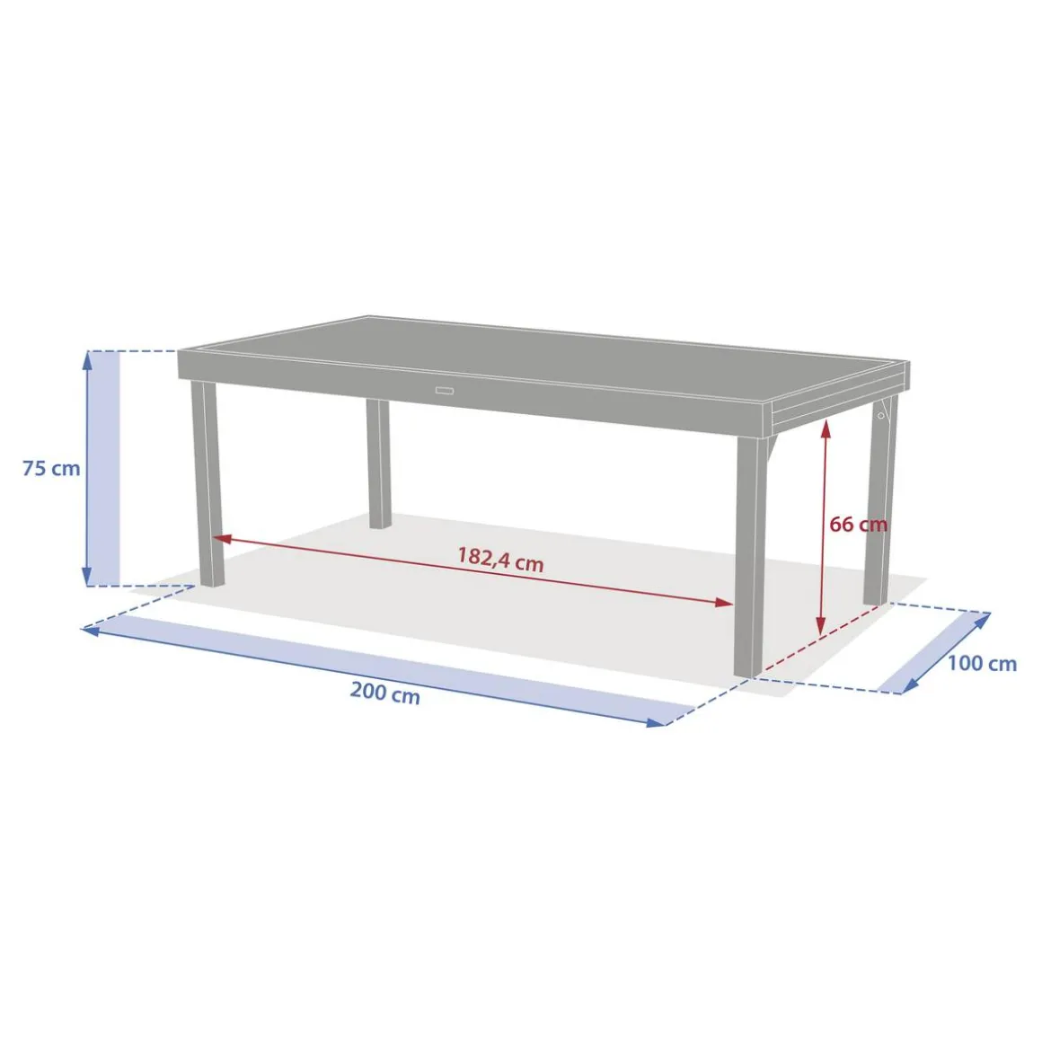 Table de jardin extensible rectangulaire PIAZZA Truffe / Café