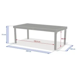Table de jardin extensible rectangulaire PIAZZA Truffe / Café