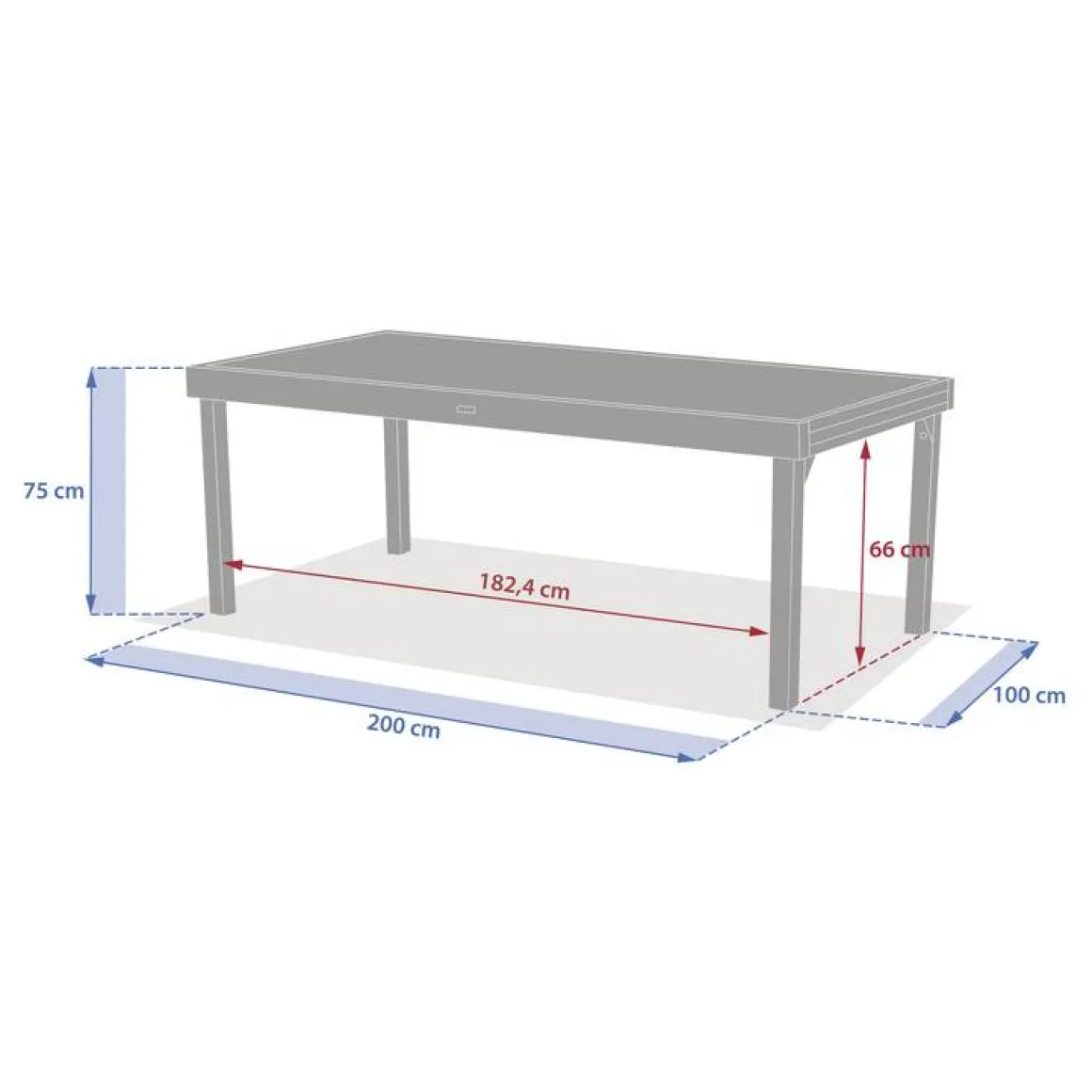 Table de jardin extensible rectangulaire PIAZZA Truffe / Café