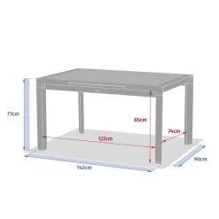 Table de jardin extensible rectangulaire EVASION Lin / Vert laurier