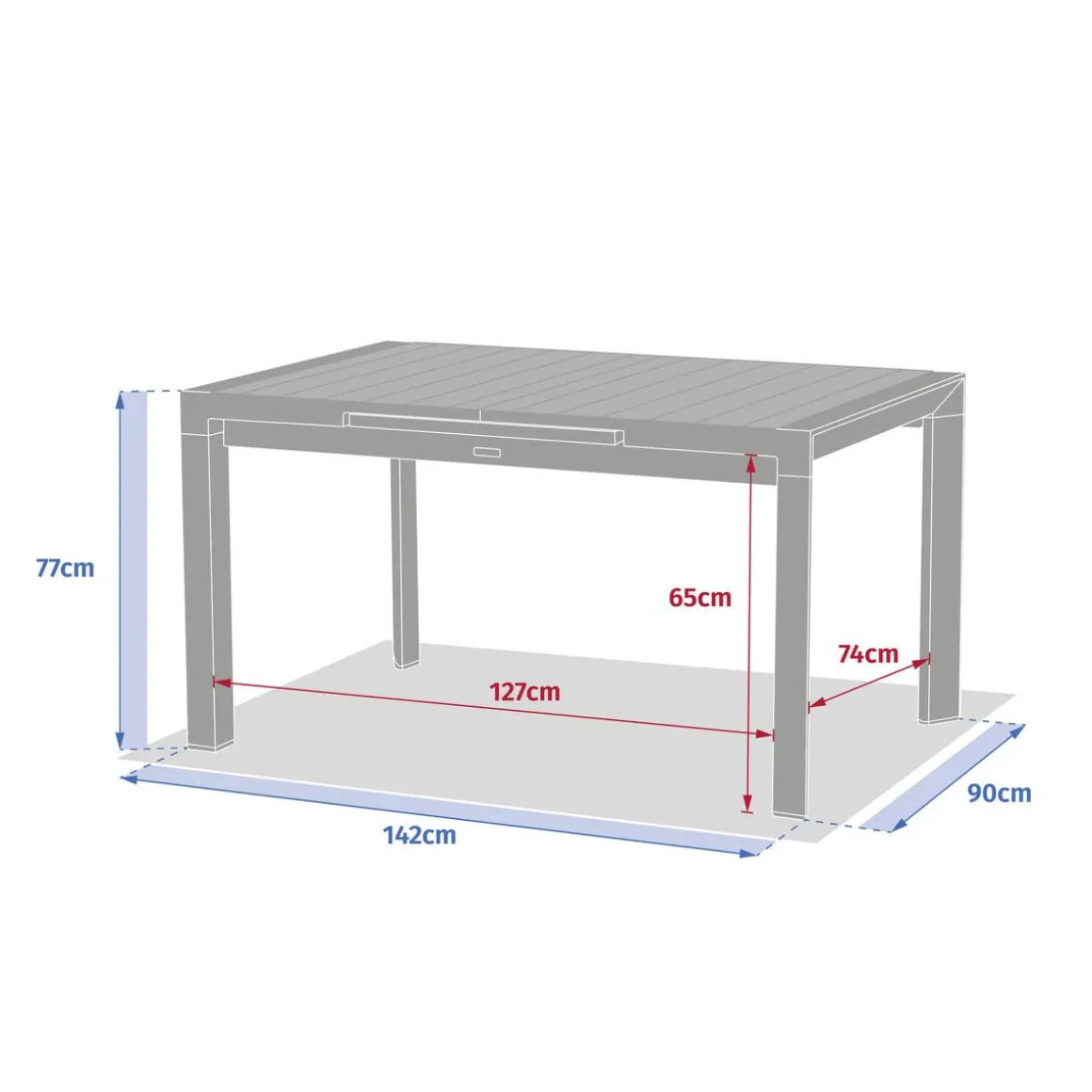 Table de jardin extensible rectangulaire EVASION Lin / Vert laurier