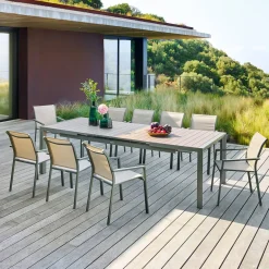 Table de jardin extensible rectangulaire EVASION Lin / Vert laurier