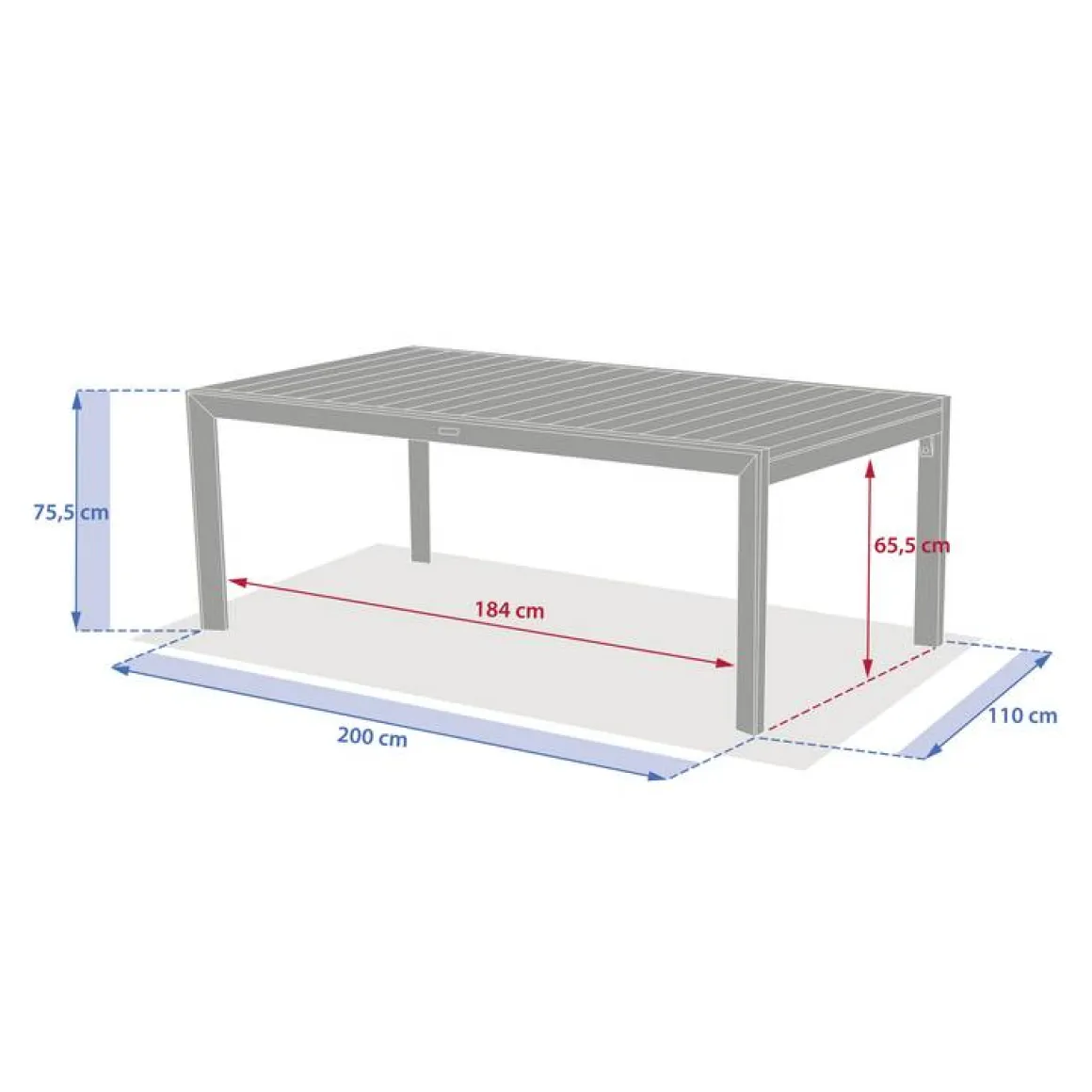 Table de jardin extensible rectangulaire EVASION Lin / Argile