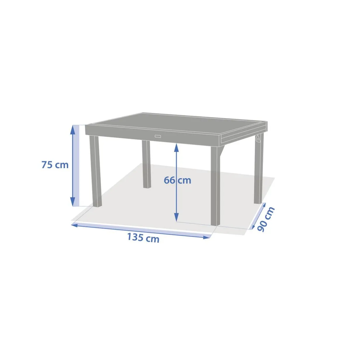 Table de jardin extensible rectangulaire PIAZZA Epeautre / Argile