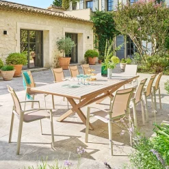 Table de jardin extensible rectangulaire AXIOME Argile / Honey