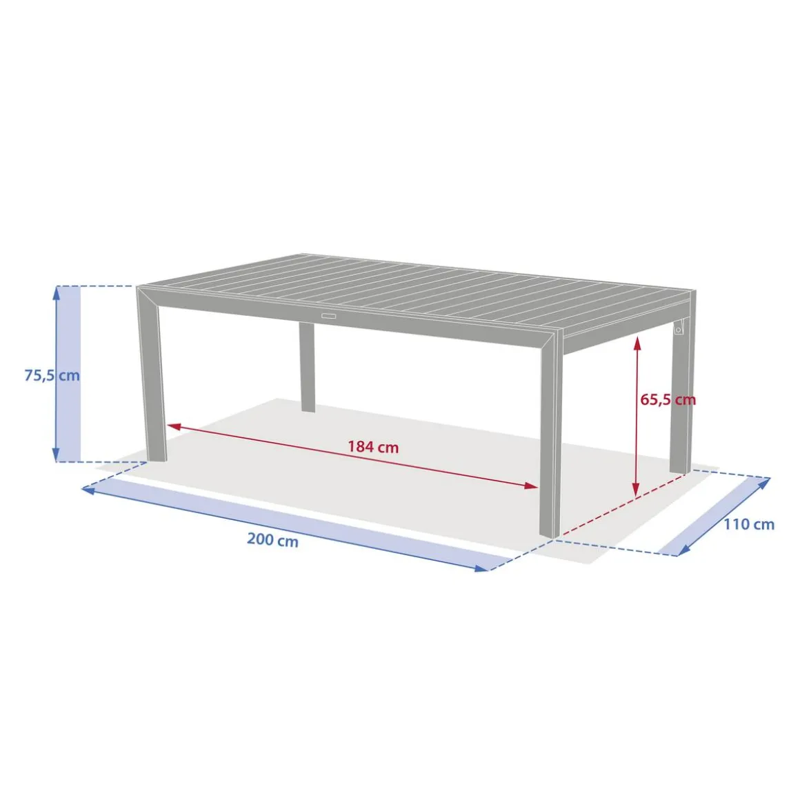 Table de jardin extensible rectangulaire EVASION Honey / Graphite