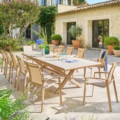 Table de jardin extensible rectangulaire AXIOME Argile / Honey