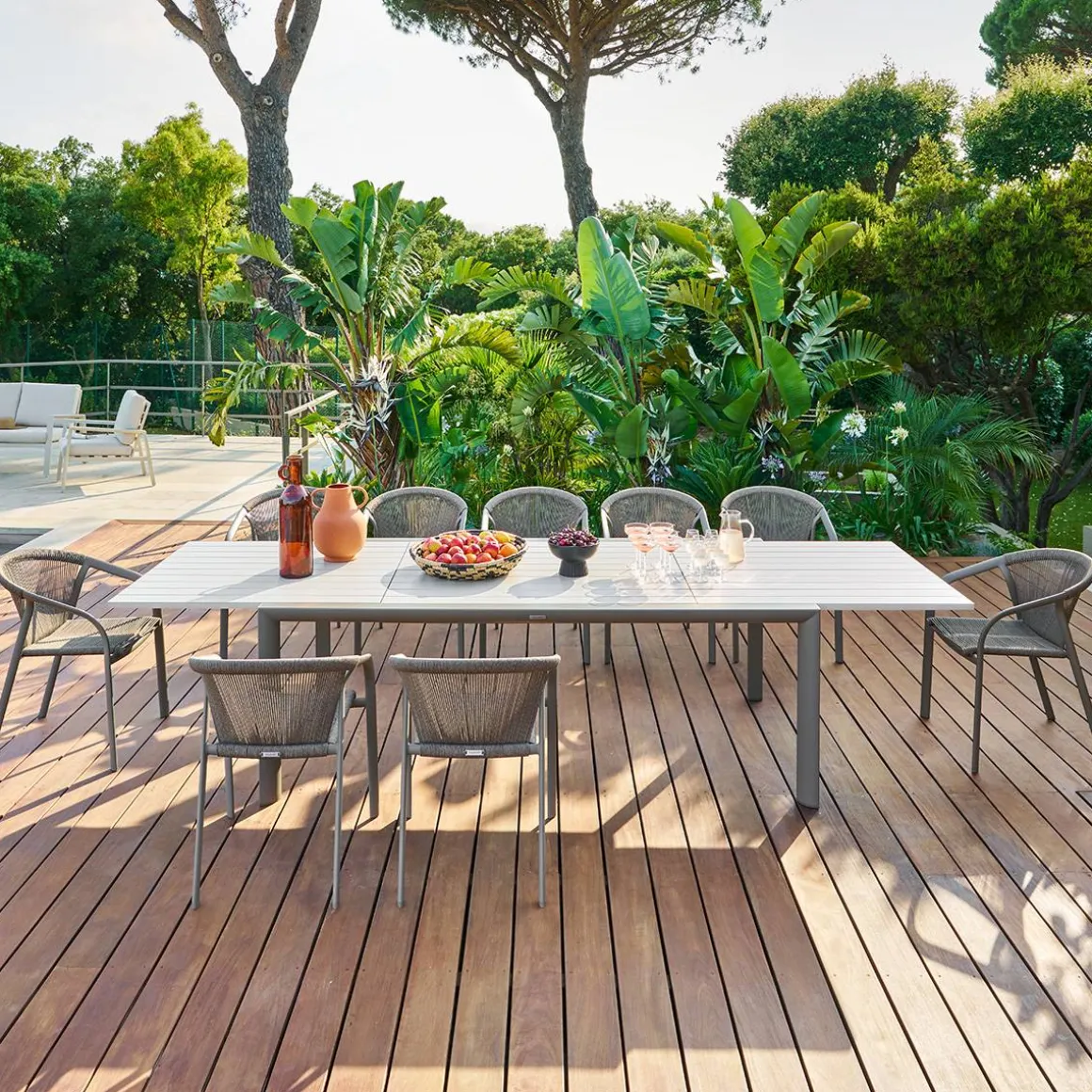 Table de jardin extensible rectangulaire LUZANE Argile / Café