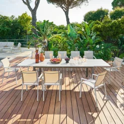 Table de jardin extensible rectangulaire LUZANE Argile / Café