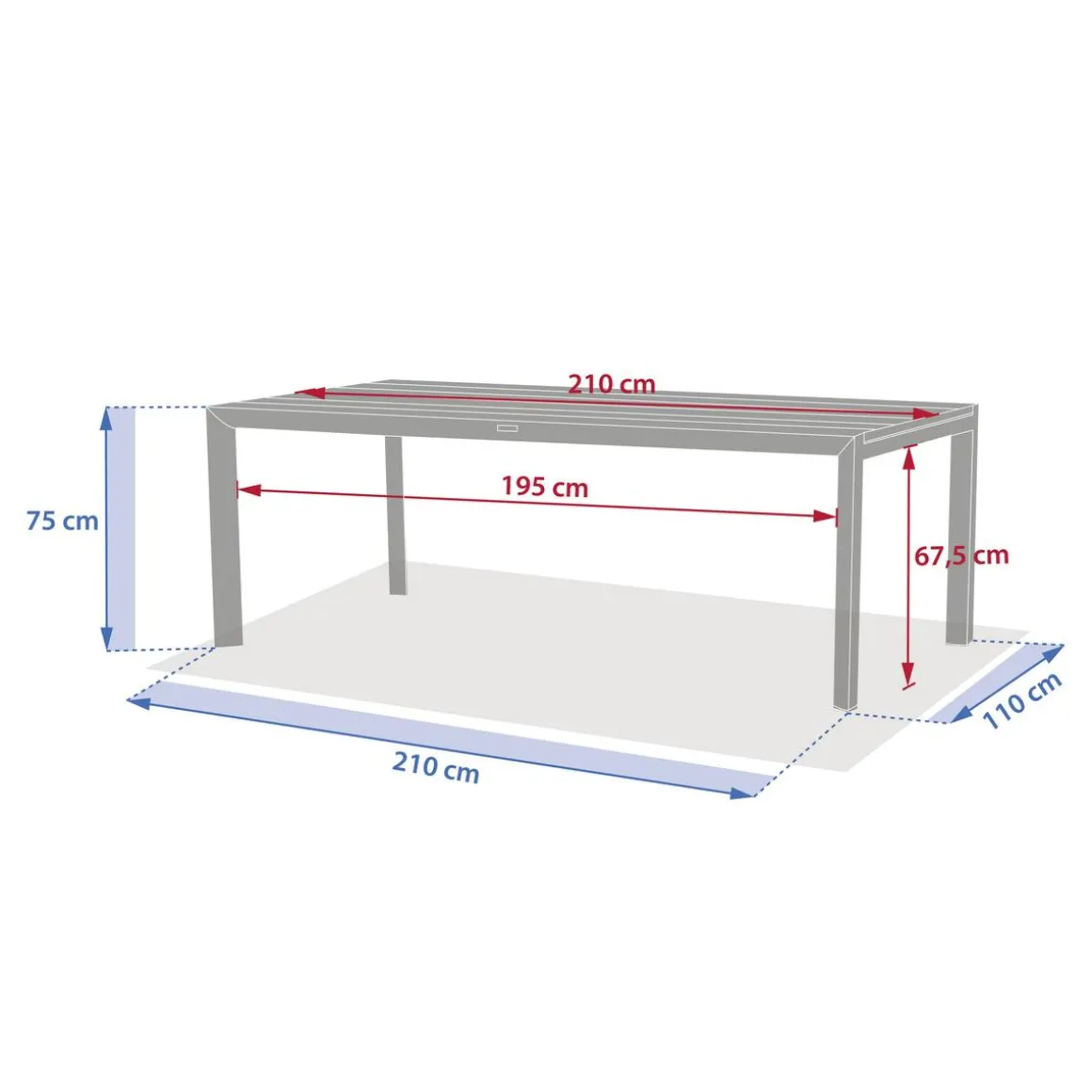 Table de jardin extensible rectangulaire LUZANE Argile / Café
