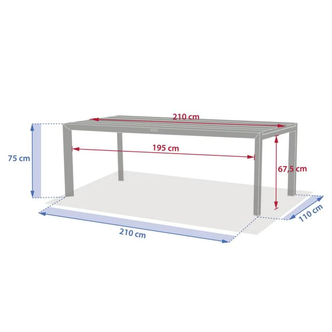 Table de jardin extensible rectangulaire LUZANE Argile / Café