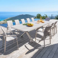 Table de jardin extensible rectangulaire VOLUPTY Beige ficelle / Argile