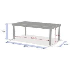 Table de jardin extensible rectangulaire PIAZZA Epeautre / Argile