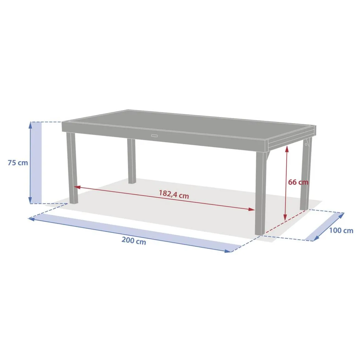Table de jardin extensible rectangulaire PIAZZA Epeautre / Argile