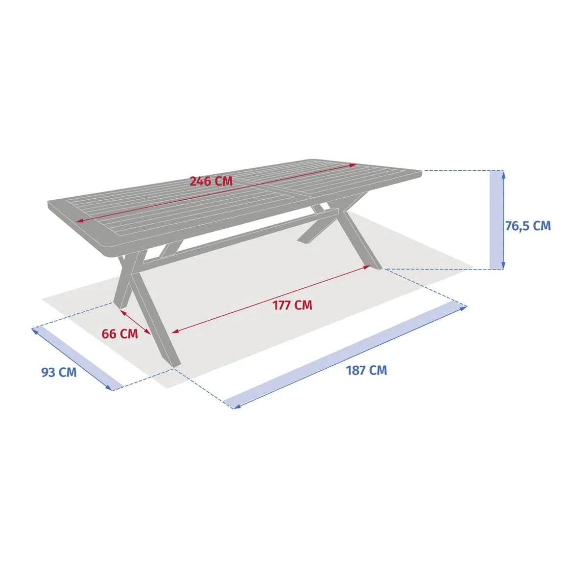 Table de jardin extensible rectangulaire XENIA Eucalyptus