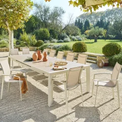 Table de jardin extensible ÉVASION Effet bois Lin & Argile