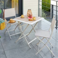 Table de jardin pliante carréee AZUA Epeautre / Argile