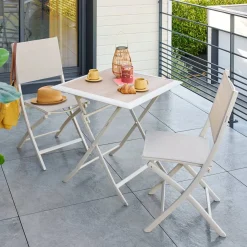 Table de jardin pliante carréee AZUA Epeautre / Argile
