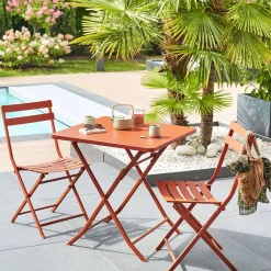 Table de jardin pliante carrée GREENSBORO Ambre