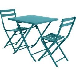 Table de jardin pliante carrée GREENSBORO Bleu canard