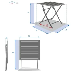 Table de jardin pliante carrée AZUA Argile