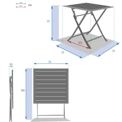 Table de jardin pliante carrée AZUA Argile