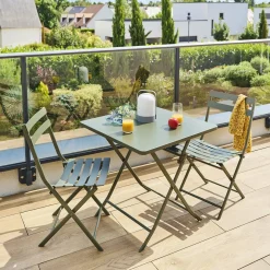 Table de jardin pliante carrée GREENSBORO Vert laurier